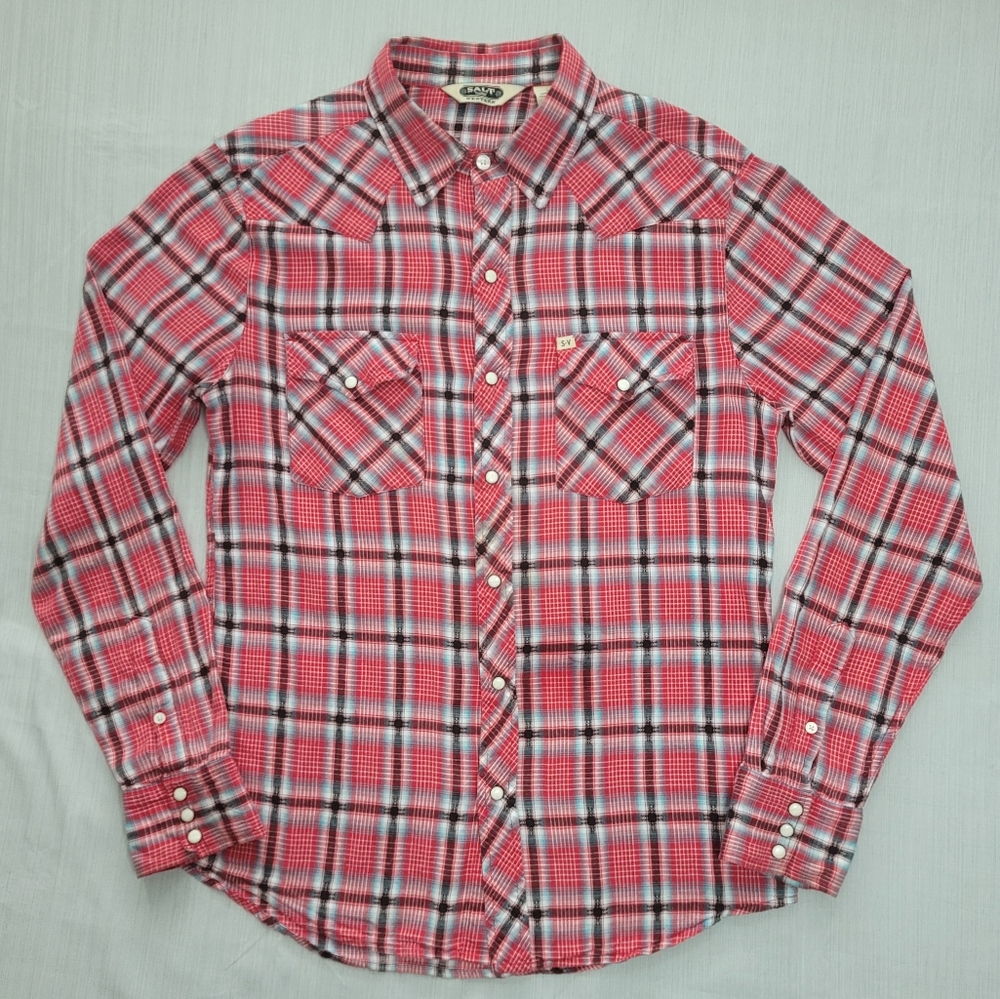 Salt Valley Western Shirt Womens Medium Multicolor Long Sleeve Plaid Pearl Snap